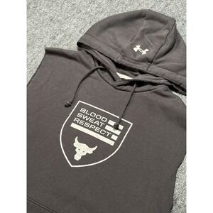 Under Armour The Rock Blood Sweat Respect Flag  Gray Hoodie‎ Loose Men Small